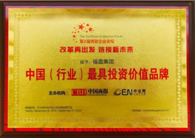 福盈集團榮獲第二屆博鰲企業論壇中國(行業)最具投資價值品牌獎